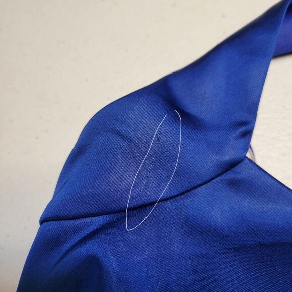 Cache Y2K Elegant Blue Satin Bodycon Halter Dress - Picture 12 of 14